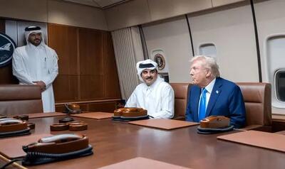 رفتار عجیب ترامپ با امیر قطر در پایگاه العدید