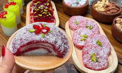  طرز تهیه تاتلی زبرا اناری با لایه‌های رنگارنگ و طعمی متفاوت