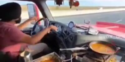  آشپزی حین رانندگی منجر به تصادف شدید مهاجر غیرقانونی در آمریکا شد (فیلم)