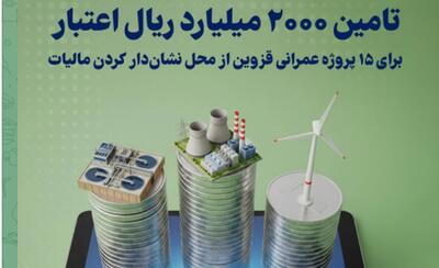   ۲۰۰۰ میلیارد ریال اعتبار از مالیات نشان دار برای ۱۵ پروژه عمرانی قزوین تامین شد
