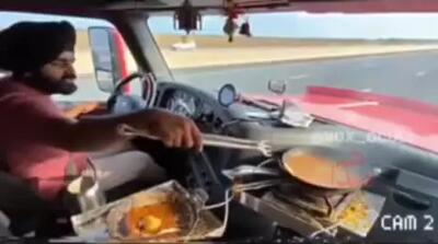 اقدام جنون‌آمیز راننده مهاجر غیرقانونی؛ آشپزی حین رانندگی و تصادف شدید!