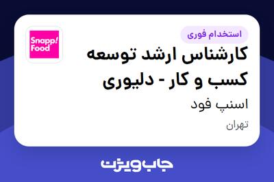  استخدام کارشناس ارشد توسعه کسب و کار - دلیوری در اسنپ فود