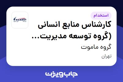  استخدام کارشناس منابع انسانی (گروه توسعه مدیریت ویانا) در گروه ماموت