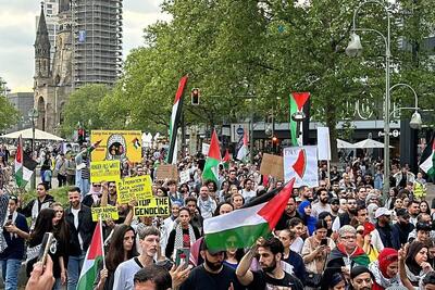  تظاهرات مردم برلین در حمایت از غزه و فلسطین + فیلم