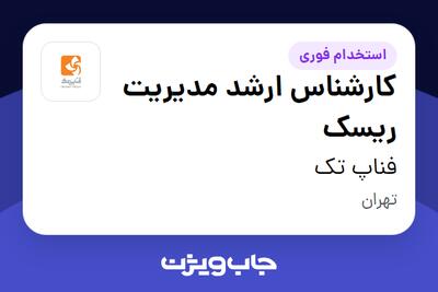  استخدام کارشناس ارشد مدیریت ریسک در فناپ تک
