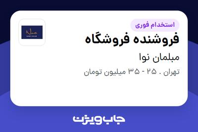  استخدام فروشنده فروشگاه در مبلمان نوا