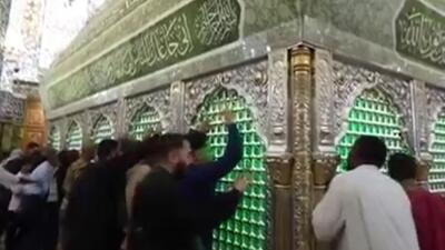  گل‌آرایی ضریح امیرالمومنین (ع) به‌مناسبت ولادت حضرت زینب (س)