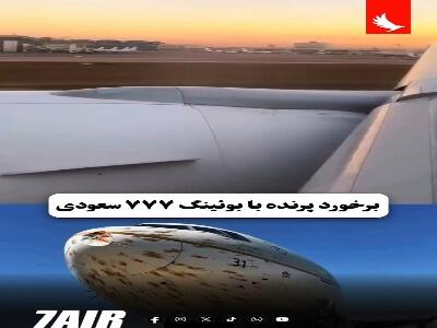  لحظه برخورد پرنده با بوئینگ ۷۷۷ عربستان