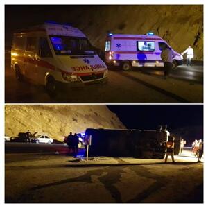  واژگونی اتوبوس در ایلام حادثه آفرید