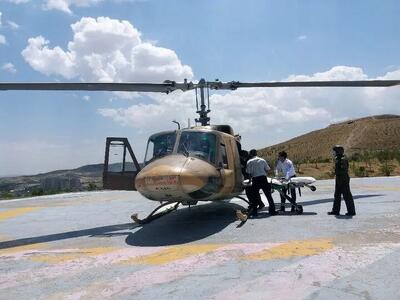 انتقال هوایی دو بیمار حاد قلبی و مغزی از الموت به قزوین