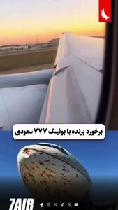  لحظه برخورد پرندگان با بوئینگ ۷۷۷ عربستان