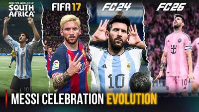 مقایسه شادی گل‌های لیونل مسی از FIFA 10 تا FC 26