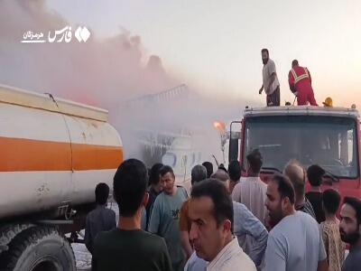  فیلم/ حریق لنج باری بندر چارک تحت کنترل قرار گرفت
