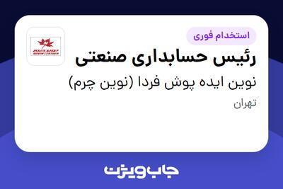  استخدام رئیس حسابداری صنعتی در نوین ایده پوش فردا (نوین چرم)