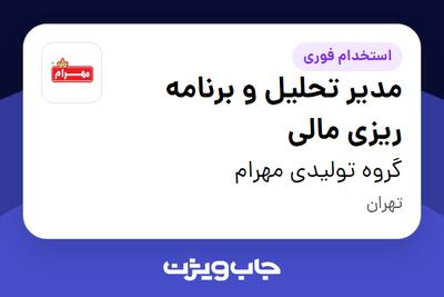  استخدام مدیر تحلیل و برنامه ریزی مالی در گروه تولیدی مهرام