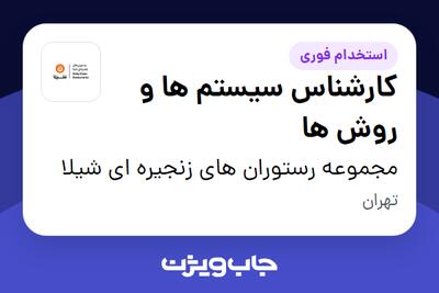  استخدام کارشناس سیستم ها و روش ها در مجموعه رستوران های زنجیره ای شیلا