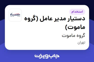  استخدام دستیار مدیر عامل (گروه ماموت) در گروه ماموت