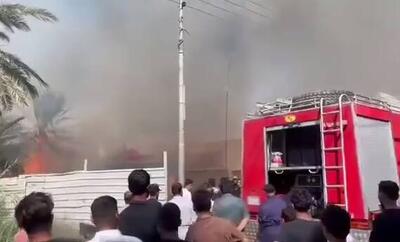  فیلم/ وقوع آتش سوزی در جنوب عراق