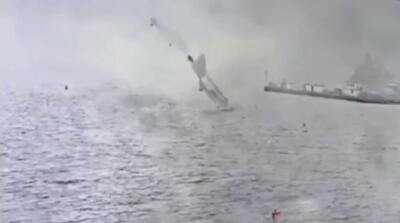 لحظه‌ سقوط جنگنده اف 18 ارتش آمریکا در اقیانوس آرام