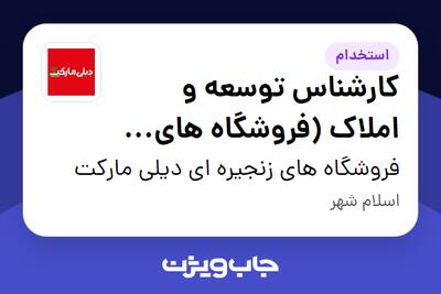  استخدام کارشناس توسعه و املاک (فروشگاه های زنجیره ای) - آقا در فروشگاه های زنجیره ای دیلی مارکت