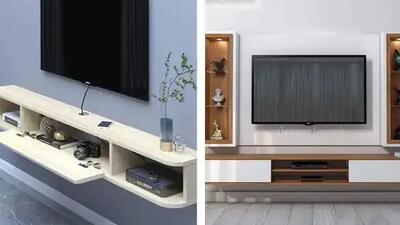  جدیدترین مدل‌ های میز تلویزیون دیواری چوبی با طرح‌ های ساده