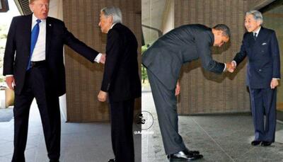  عکس: تفاوت رفتار اوباما و ترامپ در دیدار با امپراتور ژاپن!