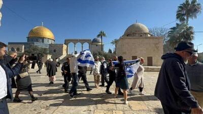  یورش شهرکنشینان صهیونیست به مسجدالاقصی تحت حمایت پلیس