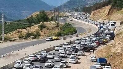  ترافیک سنگین در آزادراه تهران - شمال