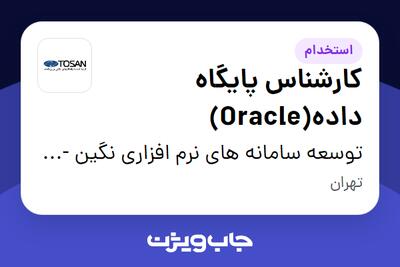  استخدام کارشناس پایگاه داده(Oracle) در توسعه سامانه های نرم افزاری نگین - توسن