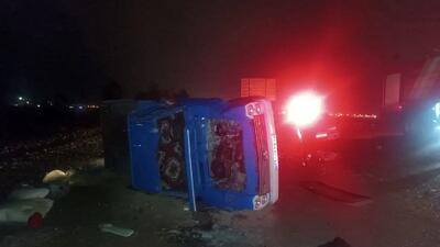  تصادف هولناک نیسان با 14 سرنشین در آزادگان / 3 کشته و 11 نفر مصدوم شدند