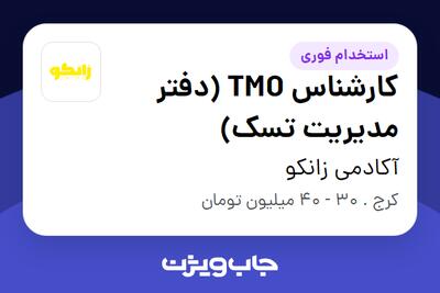  استخدام کارشناس TMO (دفتر مدیریت تسک) در آکادمی زانکو