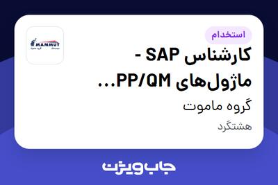  استخدام کارشناس SAP - ماژول‌های PP/QM (ماموت دیجیتال) در گروه ماموت