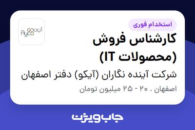  استخدام کارشناس فروش (محصولات IT) در شرکت آینده نگاران (آیکو) دفتر اصفهان