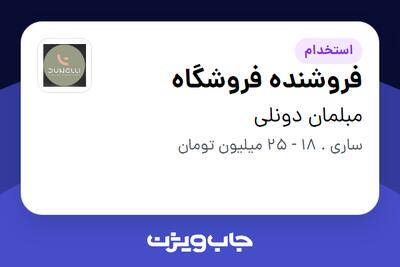  استخدام فروشنده فروشگاه در مبلمان دونلی