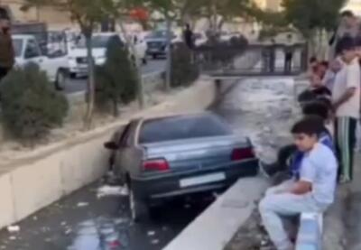  سقوط پژو ۴۰۵ در کانال آب نسیم شهر