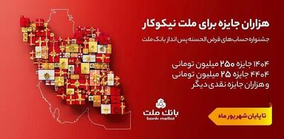  اعلام برندگان قرعه کشی جشنواره حساب های قرض الحسنه پس انداز بانک ملت