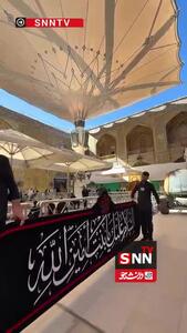  سیاه‌پوشی و نصب کتیبه ویژه سالروز شهادت حضرت فاطمه (س) در حرم حضرت امیرالمومنین (ع)
