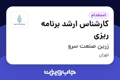  استخدام کارشناس ارشد برنامه ریزی - آقا در زرین صنعت سرو
