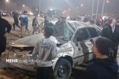  برخورد شدید سمند و پژو در محور آبادان – اهواز؛ ۶ نفر مصدوم شدند