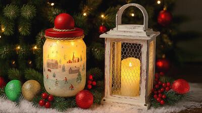  ساخت چراغ شیشه ای و مقوایی؛ زیباترین چراغ کریسمسی سال