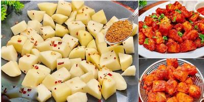  با ۳ تا سیب زمینی، یه میان وعده خوش عطر و هندی بساز! آماده در ۵ دقیقه