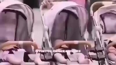  خلاقیت خنده دار یک زوج برای سفارش کالسکه 6قلوهایشان +فیلم