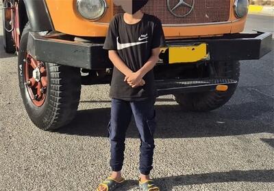  عکس راننده ۱۴ ساله کامیون در همدان!