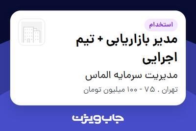  استخدام مدیر بازاریابی + تیم اجرایی در مدیریت سرمایه الماس