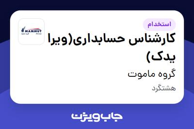  استخدام کارشناس حسابداری(ویرا یدک) - آقا در گروه ماموت