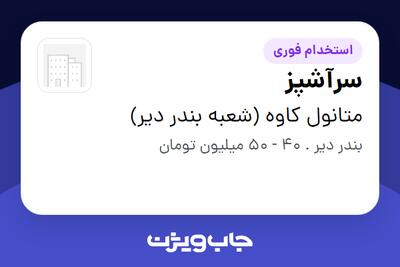  استخدام سرآشپز - آقا در متانول کاوه (شعبه بندر دیر)
