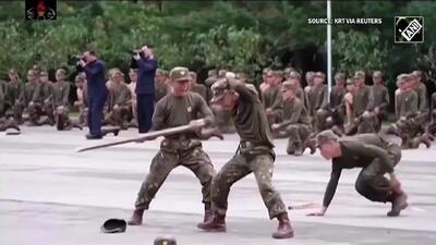  نمایش قدرت نخبه‌ترین نیروهای ارتش کره شمالی در حضور رهبر کره شمالی + فیلم