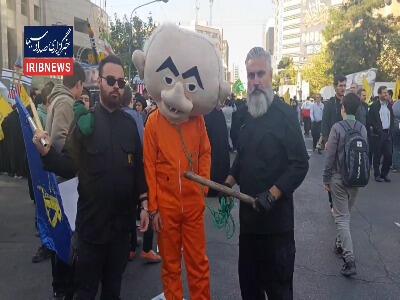 دستگیری نمادین نتانیاهو در راهپیمایی 13 آبان