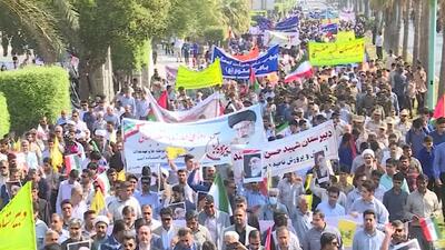  راهپیمایی باشکوه ۱۳ آبان در آبادان برگزار شد (فیلم)