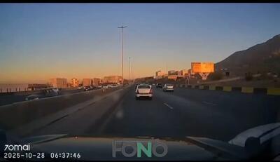  لحظه یک تصادف خیلی خطرناک در اتوبان کرج + فیلم